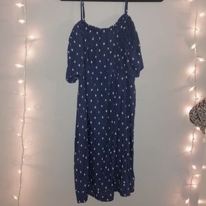 blue and white strapped dress